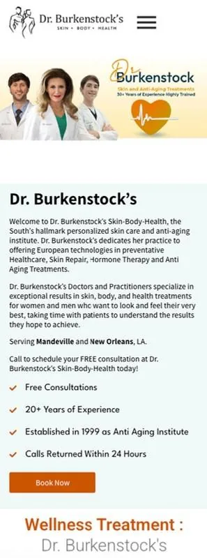 Skin Body Health mobile view